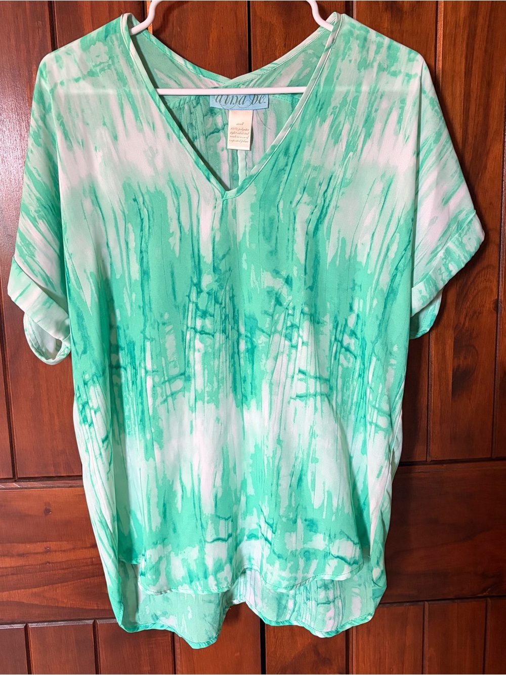 dina be Mint Green Tie-Dye V-Neck Tunic